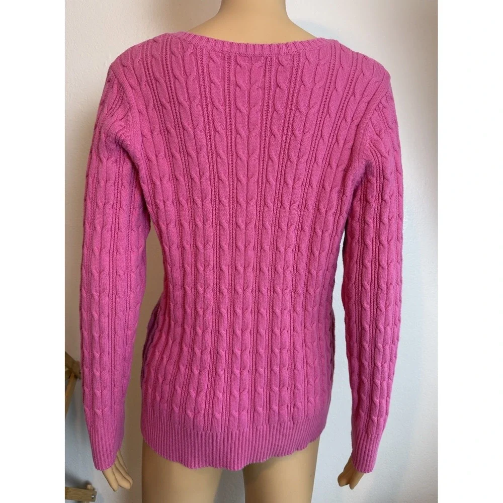 St Johns  Bay Pink Cable Knit Sweater Sz XL Preppy Cottage Coastal Grandpa Y2K